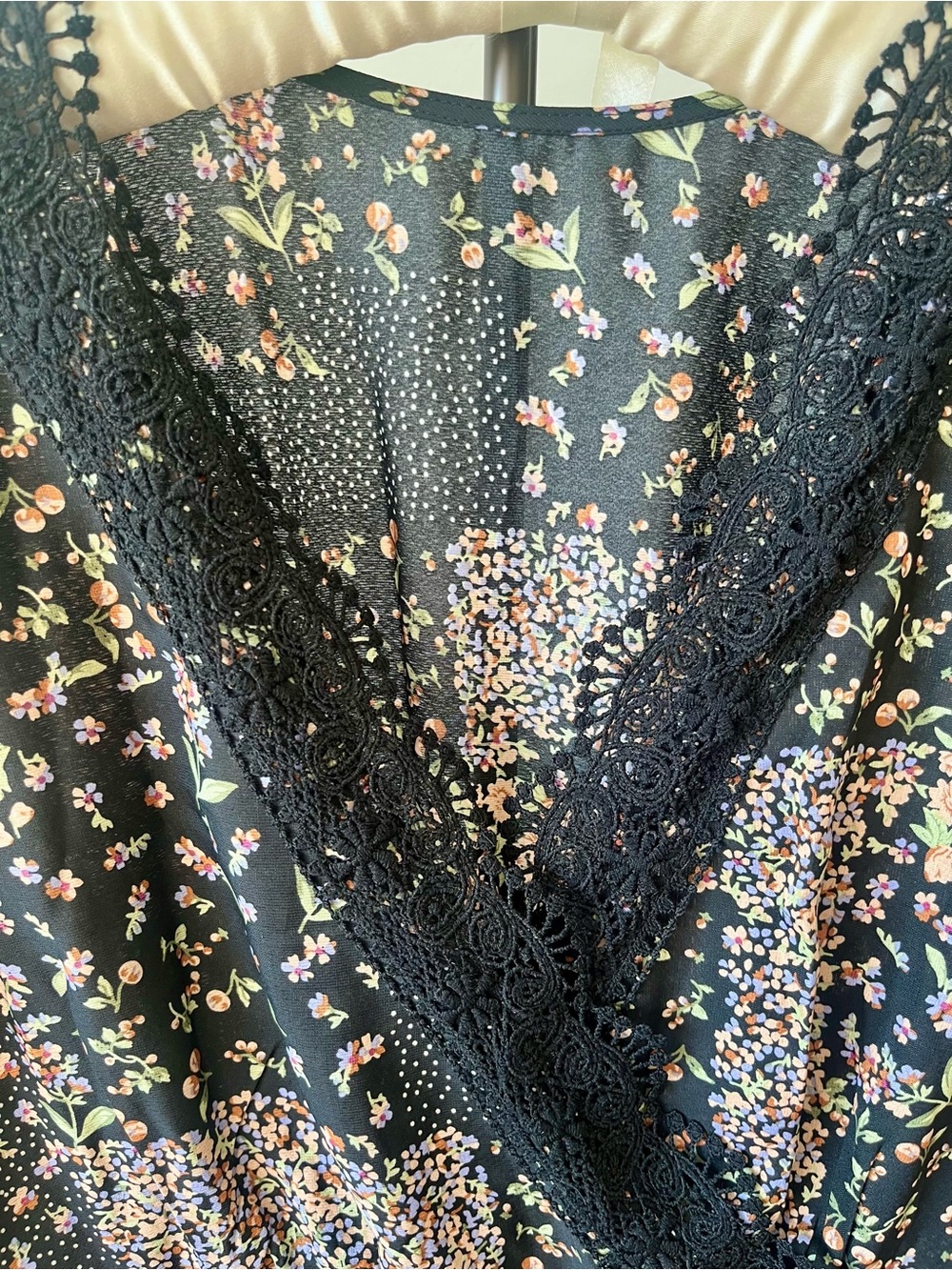 Cupshe Boho Black Floral Lace Trim Dress • Cottagecore Prairie Style US XL- NWOT - Picture 4 of 16